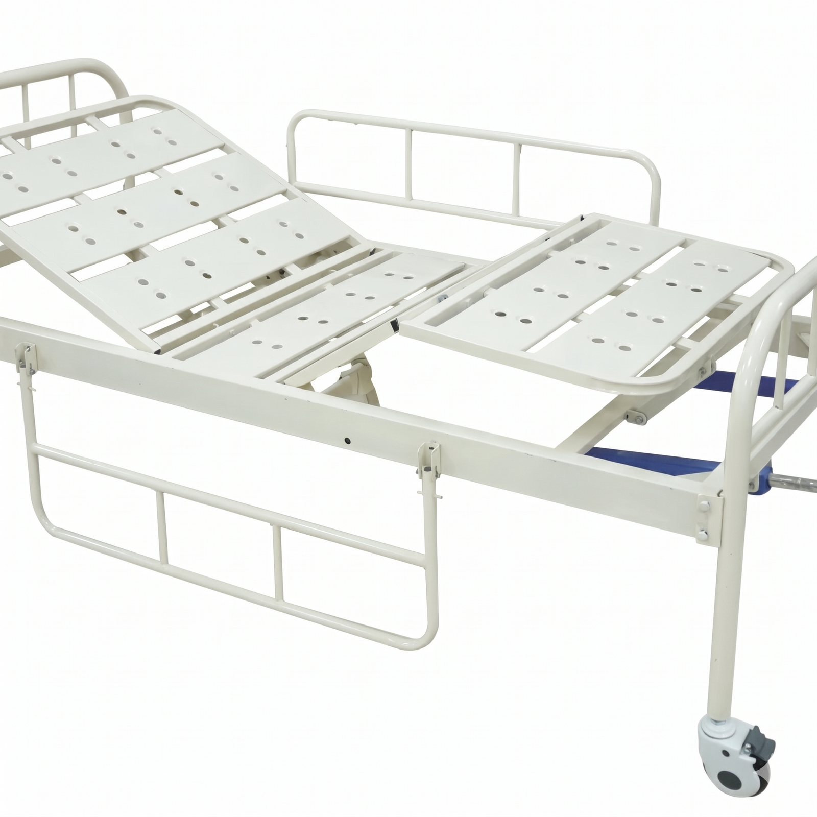 2 Function Manual Patient Cot with Wheels - MS Side Rails - Image 2